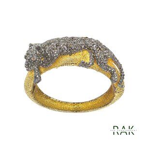 ALEXIS BITTAR "Siyabona" Panther Pave Crystal Gold-Plated Hinged Bangle